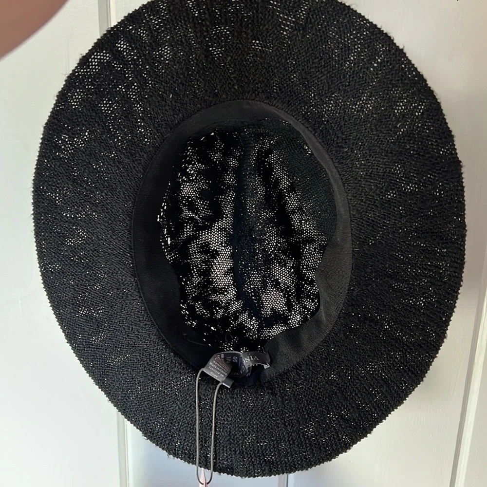 Vince Camuto Black Wide Brim Adjustable‎ One Size Lightweight Airy Cloth Hat